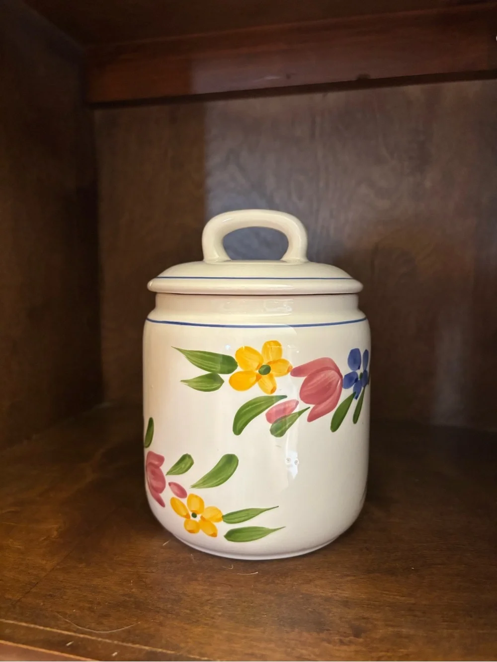 Ceramic Floral Canister Set - White with Multicolor Flowers